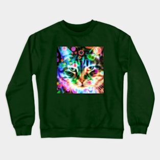 Neon Flower Cat Crewneck Sweatshirt